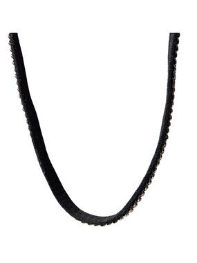 Goth Black Leather Necklace  Silver Tone Chain Adjustable Snap Steampunk Jewelry